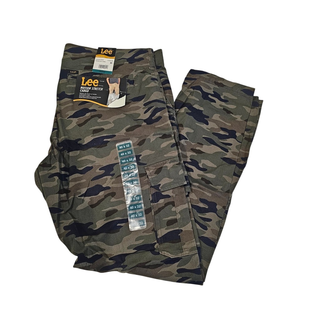 Lee Mens Cargo Pants Frontier Camo Motion Stretch Regular Straight 40x32 NWT